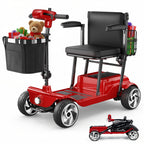 FLYCITY Lightweight Mobility Scooter for Seniors, Foldable Portable Motorized Scooters with Removable Lithium Battery for 28 Miles Travel, 330lb Capacity, Red