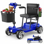 FLYCITY Lightweight Mobility Scooter for Seniors, Foldable Portable Motorized Scooters with Removable Lithium Battery for 28 Miles Travel, 330lb Capacity,  Blue