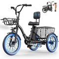 Flycity Electric Tricycle for Adults, Peak 1200W Electric Trike with 36V 13Ah Removable lithium battery, 20" 7 Speeds 3 Wheels Electric Bikes, Black