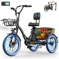 Flycity Electric Tricycle for Adults, Peak 1200W Electric Trike with 36V 13Ah Removable lithium battery, 20" 7 Speeds 3 Wheels Electric Bikes, Black