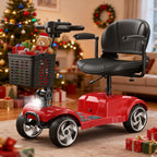 Flycity 24V 4 Wheel Mobility Scooter for Seniors, Foldable 20 Miles Long Range Electric Scooter with LED Lights and Basket, 12Ah Electric Powered Wheelchair Device for Adults, Red