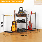 Flycity Guitar Stands Floor with 6 Guitar Holders, 3 Tier Guitar Rack with Amp Stand & Cloth Drawer, Floor Adjustable Guitar Holder Display for Music Room Home Studio