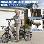 Flycity Electric Tricycle for Adults, Peak 1200W Electric Trike with 36V 13Ah Removable lithium battery, 20" 7 Speeds 3 Wheels Electric Bikes, Black