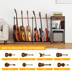 Flycity Guitar Stands Floor with 6 Guitar Holders, 3 Tier Guitar Rack with Amp Stand & Cloth Drawer, Floor Adjustable Guitar Holder Display for Music Room Home Studio