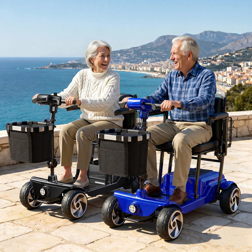 FLYCITY Lightweight Mobility Scooter for Seniors, Foldable Portable Motorized Scooters with Removable Lithium Battery for 15 Miles Travel, 330lb Capacity, Blue