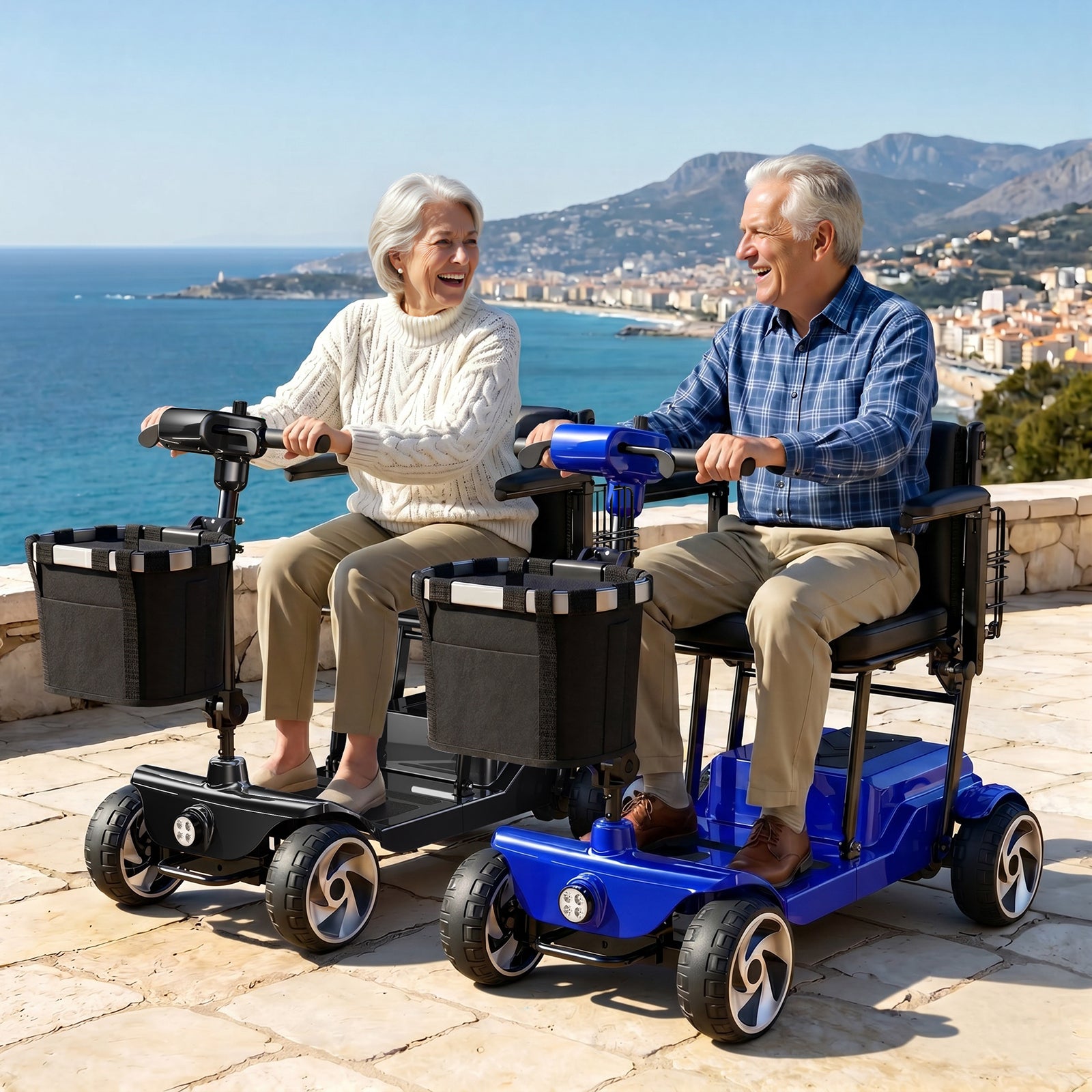 FLYCITY Lightweight Mobility Scooter for Seniors, Foldable Portable Motorized Scooters with Removable Lithium Battery for 28 Miles Travel, 330lb Capacity,  Blue
