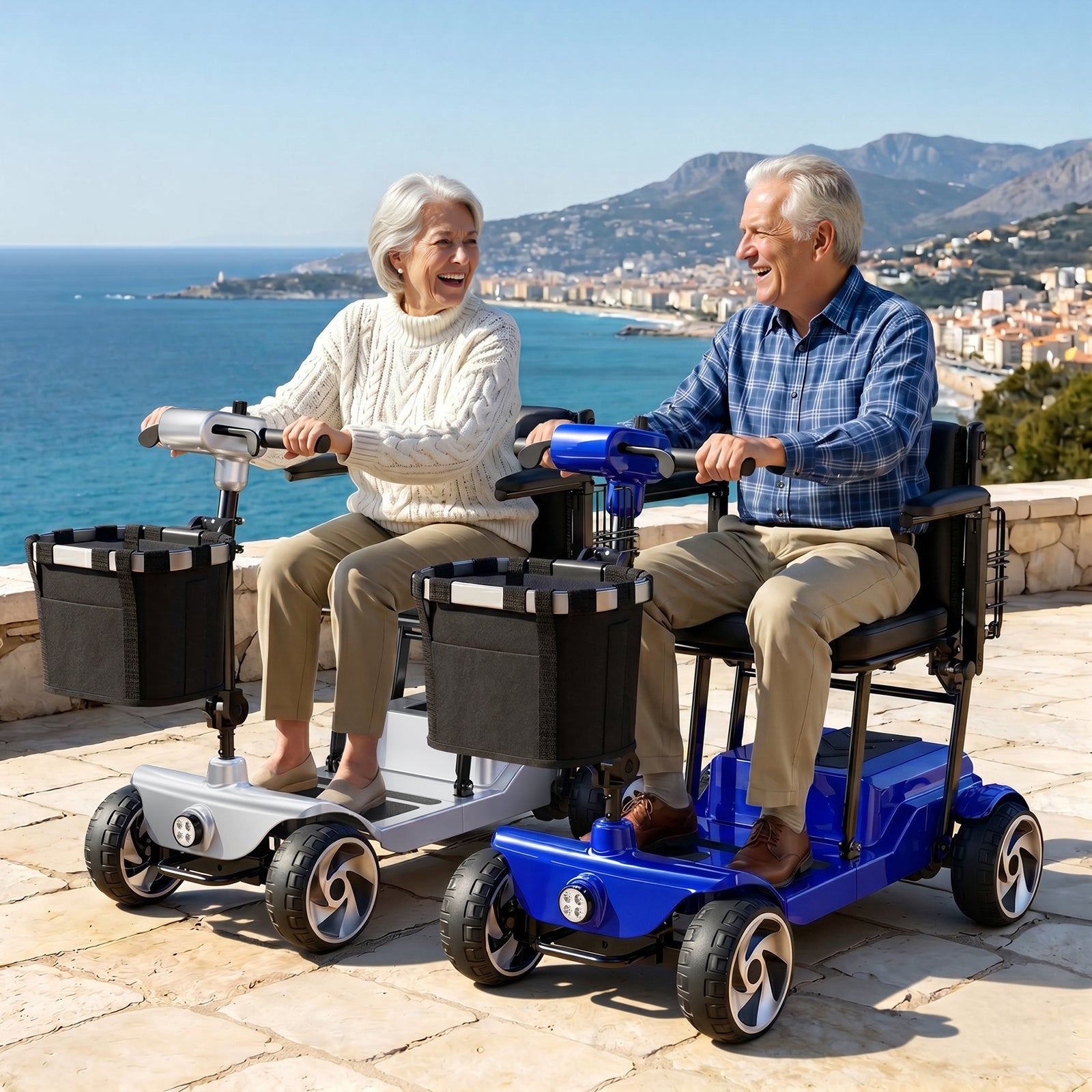 FLYCITY Lightweight Mobility Scooter for Seniors, Foldable Portable Motorized Scooters with Removable Lithium Battery for 15 Miles Travel, 330lb Capacity, Blue
