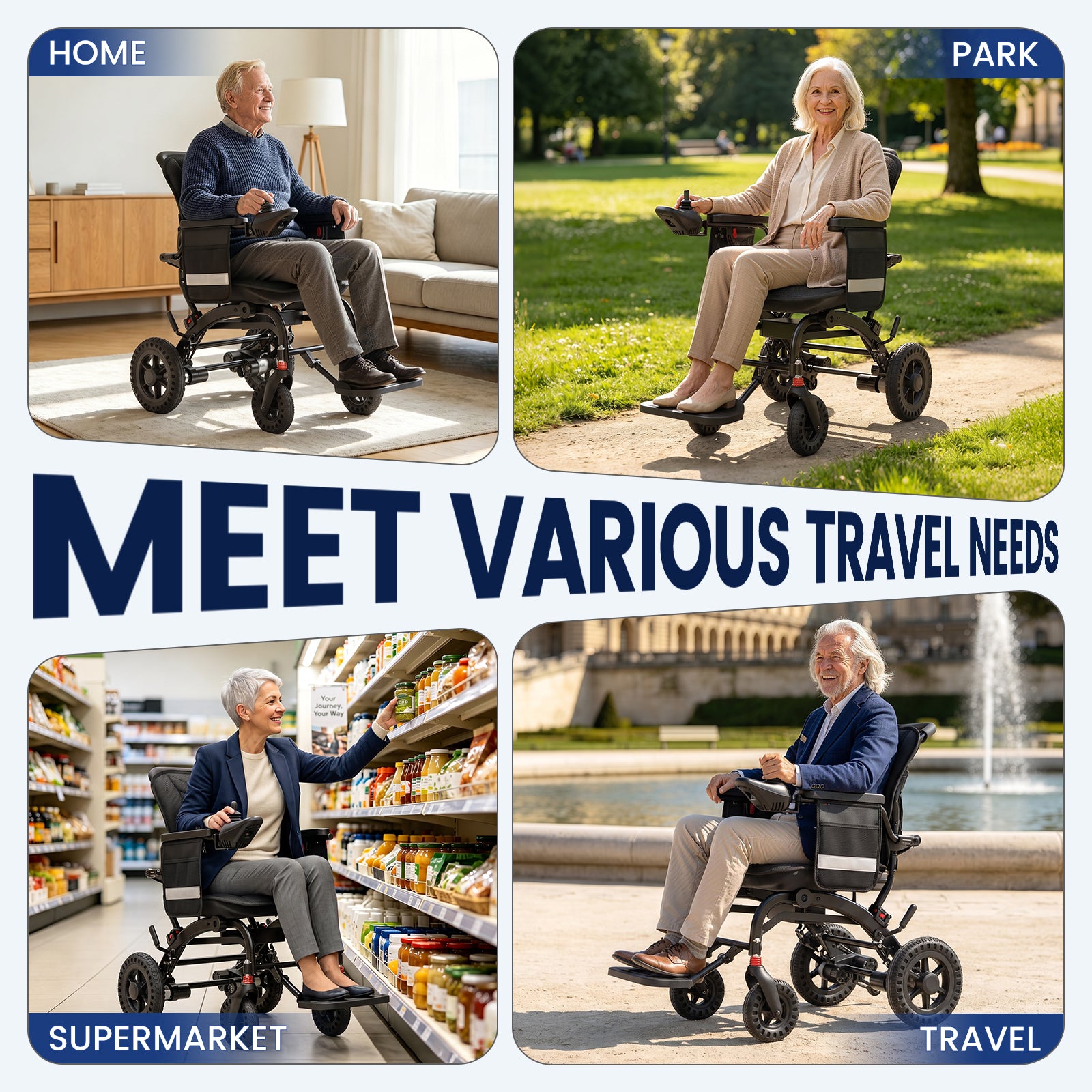 Flycity Electric Wheelchairs for Adults Foldable Lightweight, 15 Miles Travel Range, Max Support 350 LBS, 500W Brushless Motors Power Motorized for Seniors