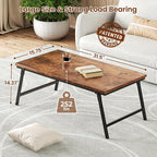 Flycity No Assembly Mini Folding Coffee Table, Leg Latches Portable Sturdy Floor Table Desk for Sitting on The Floor, Low Coffee Table for Living Room, Home, Office, Rustic Brown, 31.5"x15.75"x14.37"