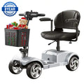 Flycity 24V 4 Wheel Mobility Scooter for Seniors, Foldable 20 Miles Long Range Electric Scooter with LED Lights and Basket, 12Ah Electric Powered Wheelchair Device for Adults, Silver