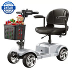 Flycity 24V 4 Wheel Mobility Scooter for Seniors, Foldable 20 Miles Long Range Electric Scooter with LED Lights and Basket, 12Ah Electric Powered Wheelchair Device for Adults, Silver