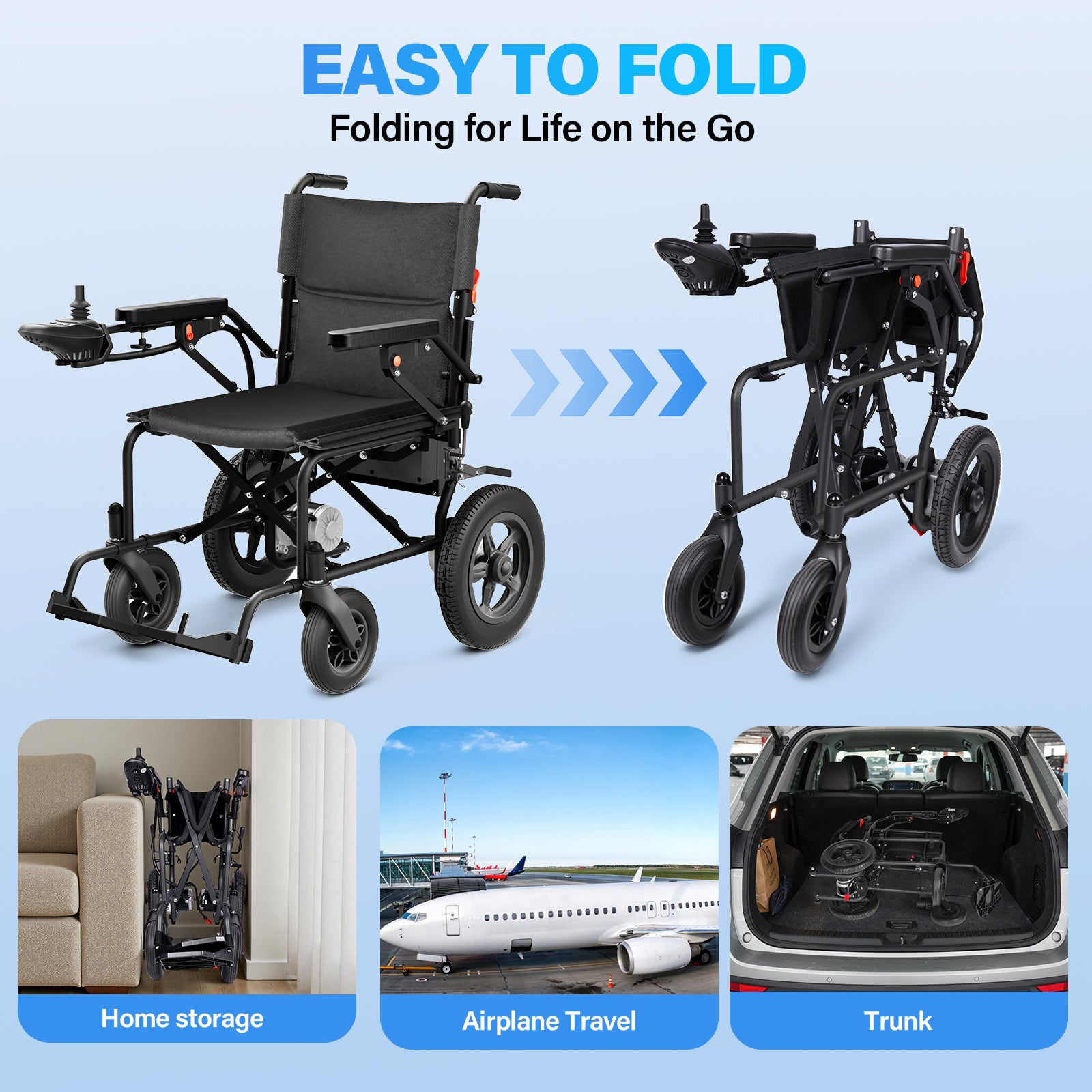 Flycity Electric Wheelchairs for Adults Foldable 36LBS Lightweight, 20 Miles Travel Range, Max Support 300 LBS, 500W Brushless Motors Power Motorized for Seniors