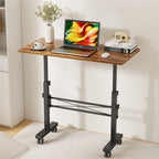 Flycity Standing Desk Adjustable Height, Mobile Stand Up Desks with Wheels, Small Laptop Desks, Portable Computer Rolling Desk for Home Office and Pad Treadmill, Height 26"-37.8", 15.7"D x 31.5"W