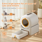 Flycity Self Cleaning Litter Box, Automatic Litter Box with App Control for Multiple Cats, Safety Sensors, Low Noise, White