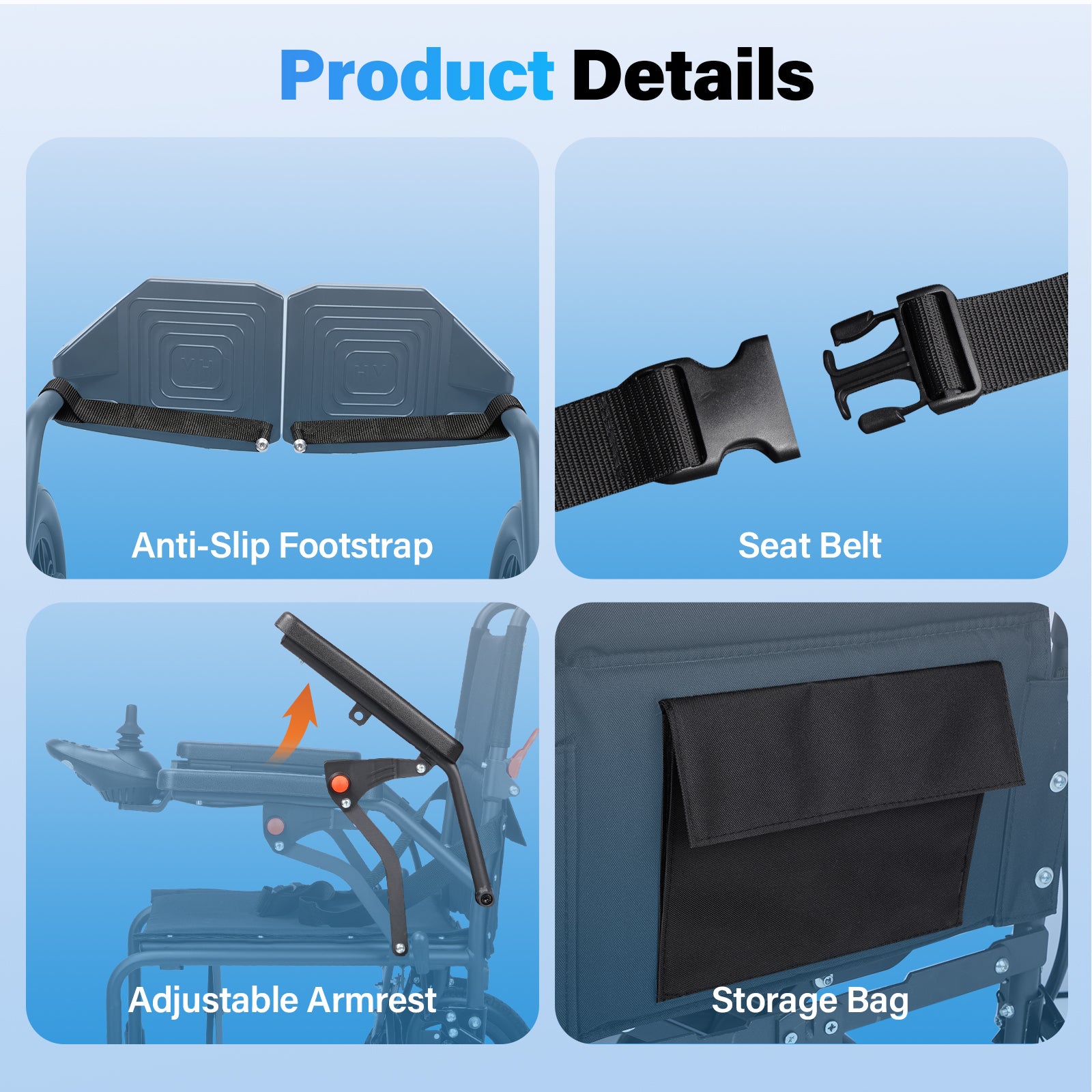 Flycity Electric Wheelchairs for Adults Foldable 36LBS Lightweight, 20 Miles Travel Range, Max Support 300 LBS, 500W Brushless Motors Power Motorized for Seniors