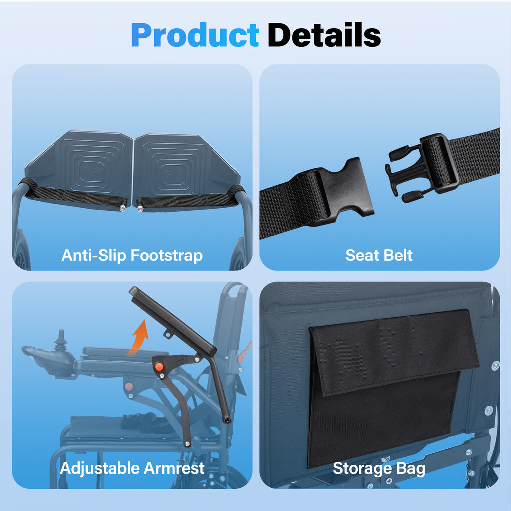 Flycity Electric Wheelchairs for Adults Foldable 36LBS Lightweight, 30 Miles Travel Range, Max Support 300 LBS, 500W Brushless Motors Power Motorized for Seniors