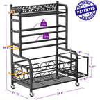 Flycity Dumbbell Rack, Weight Rack for Dumbbells, Home Gym Storage for Dumbbells Kettlebells Yoga Mat and Balls, Weight Storage Holder Rack with Wheels and Hooks