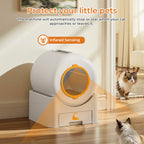Flycity Self Cleaning Litter Box, Automatic Litter Box with App Control for Multiple Cats, Safety Sensors, Low Noise, White