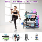 Flycity Dumbbell Rack, Weight Rack for Dumbbells, Home Gym Storage for Dumbbells Kettlebells Yoga Mat and Balls, Weight Storage Holder Rack with Wheels and Hooks