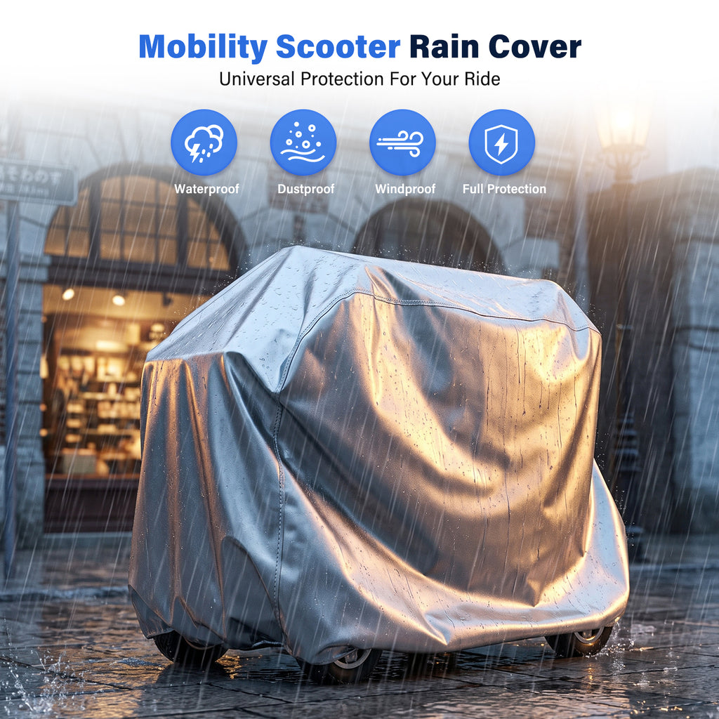 Flycity Mobility Scooter Cover, Wheelchair Cover Waterproof for 3&4 Wheels Electric Mobility Scooter, Silver