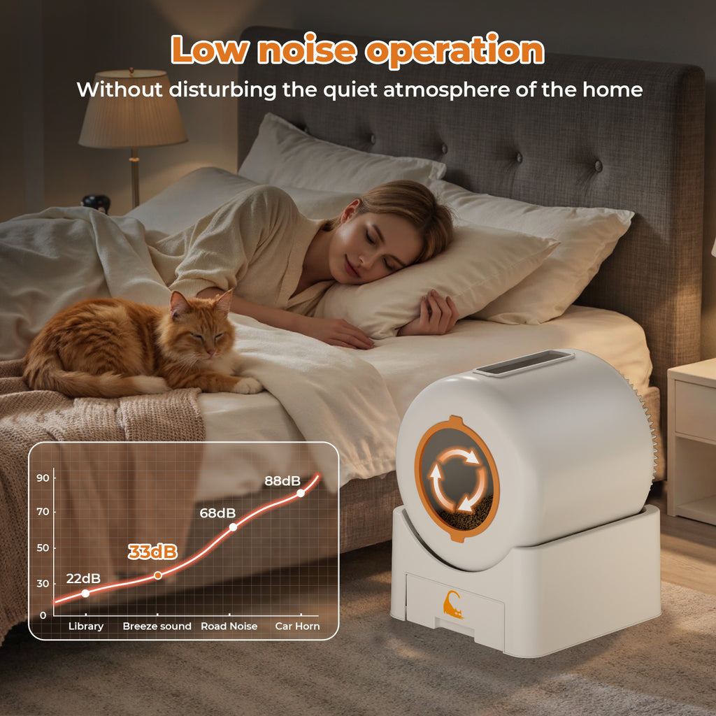 Flycity Self Cleaning Litter Box, Automatic Litter Box with App Control for Multiple Cats, Safety Sensors, Low Noise, White
