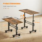 Flycity Standing Desk Adjustable Height, Mobile Stand Up Desks with Wheels, Small Laptop Desks, Portable Computer Rolling Desk for Home Office and Pad Treadmill, Height 26"-37.8", 15.7"D x 31.5"W