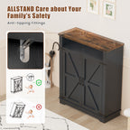Flycity 6 Tiers Shoe Cabinet with Doors, Shoe Rack with Adjustable Shelves & Anti-tip Fitting, Shoe Storage Organizer for Entryway Living Room Bedroom, Black+Brown