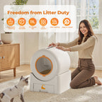 Flycity Self Cleaning Litter Box, Automatic Litter Box with App Control for Multiple Cats, Safety Sensors, Low Noise, White