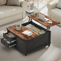 Flycity Square Lift Top Coffee Table with 2 Drawers, 31.5" Farmhouse Lift up Coffee Table with Hidden Storage Compartment, Wood Center Table for Living Room, Black
