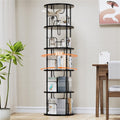 Flycity 5 Tier Rotating Bookshelf, 360° Display Rotating Bookcase Corner Storage Rack with Special Visible Partition Storage, Black