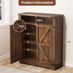 Flycity Shoe Cabinet, 6-Tiers Shoe Rack Organizer Cabinet with Adjustable Shelves, Freestanding Cabinet Storage with Anti-Tip Fitting (Walnut)