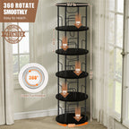 Flycity 5 Tier Rotating Bookshelf, 360° Display Rotating Bookcase Corner Storage Rack with Special Visible Partition Storage, Black