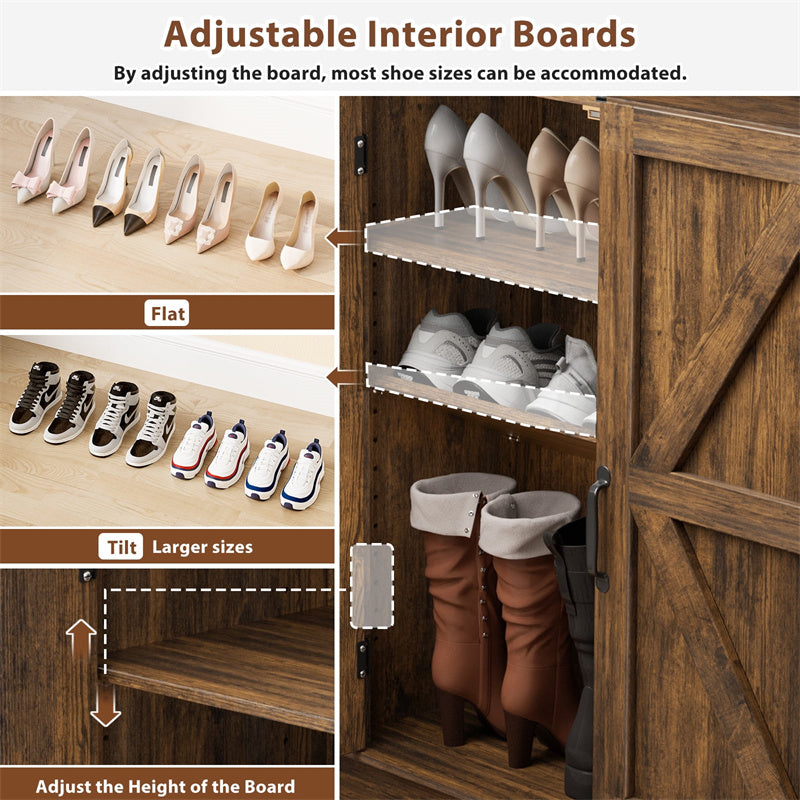 Flycity 1 Pack 6 Tier Shoe Cabinet, Shoe Rack with Adjustable Shelves, Shoe Organizer for Hallway Entryway