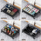 Flycity 2 Pack Foldable Under Bed Storage, Under the Bed Storage Containers with Wheels, Storage Organizer Bins for Bedroom Clothes Shoes Blankets - Black