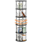 Flycity 5 Tier Rotating Bookshelf, 360° Display Rotating Bookcase Corner Storage Rack with Special Visible Partition Storage, Black