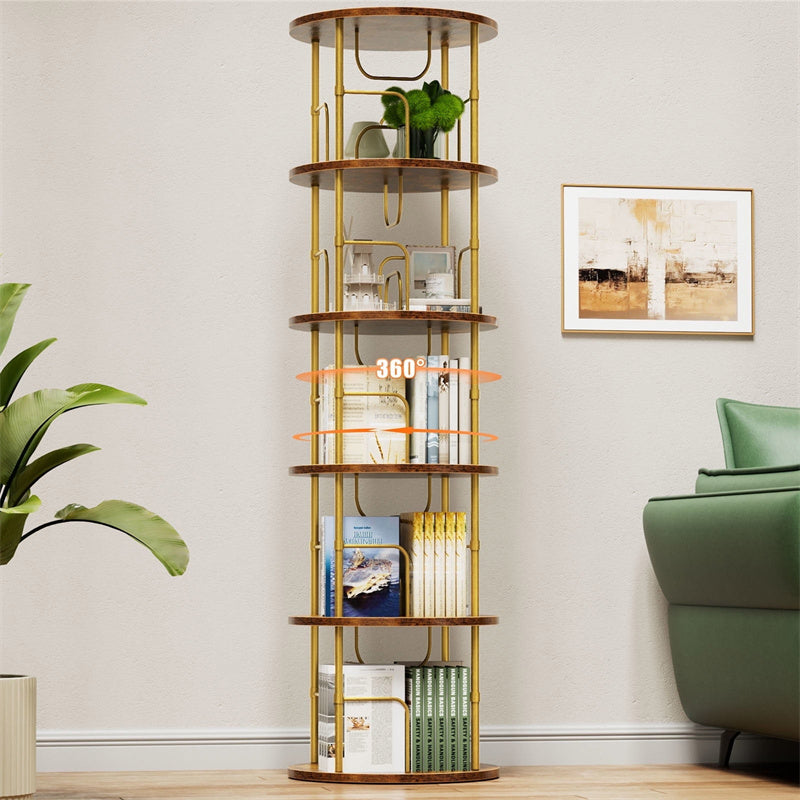 Flying Bookcase Flycity 5 Tier Rotating Bookshelf, 360° Display Rotating Bookcase Corn ...
