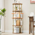 Flycity 4 Tier Rotating Bookshelf, 360Â° Display Rotating Bookcase Corner Storage Rack with Special Visible Partition Storage, Gold