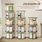 Flycity 4 Tier Rotating Bookshelf, 360Â° Display Rotating Bookcase Corner Storage Rack with Special Visible Partition Storage, Gold
