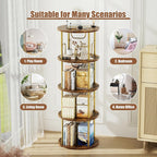 Flycity 4 Tier Rotating Bookshelf, 360Â° Display Rotating Bookcase Corner Storage Rack with Special Visible Partition Storage, Gold