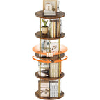 Flycity 4 Tier Rotating Bookshelf, 360Â° Display Rotating Bookcase Corner Storage Rack with Special Visible Partition Storage, Gold