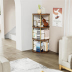 Flycity 3 Tier Rotate Bookcases, 360° Display Spin Bookcases Corner Shelf with Special Visible Partition Storage, Gold