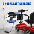 Flycity 24V 4 Wheel Mobility Scooter for Seniors, Foldable 30 Miles Long Range Electric Scooter with LED Lights and Basket, 20Ah Electric Powered Wheelchair Device for Adults, Red