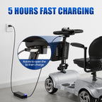 Flycity 24V 4 Wheel Mobility Scooter for Seniors, Foldable 30 Miles Long Range Electric Scooter with LED Lights and Basket, 20Ah Electric Powered Wheelchair Device for Adults, Silver