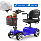 Flycity 24V 4 Wheel Mobility Scooter for Seniors, Foldable 20 Miles Long Range Electric Scooter with Scooter Cover, 12Ah Electric Powered Wheelchair Device for Adults, Blue