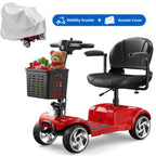 Flycity 24V 4 Wheel Mobility Scooter for Seniors, Foldable 20 Miles Long Range Electric Scooter with Scooter Cover , 12Ah Electric Powered Wheelchair Device for Adults, Red