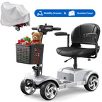 Flycity 24V 4 Wheel Mobility Scooter for Seniors, Foldable 30 Miles Long Range Electric Scooter with Scooter Cover, 20Ah Electric Powered Wheelchair Device for Adults, Sliver