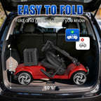 Flycity 24V 4 Wheel Mobility Scooter for Seniors, Foldable 20 Miles Long Range Electric Scooter with LED Lights and Basket, 12Ah Electric Powered Wheelchair Device for Adults, Red