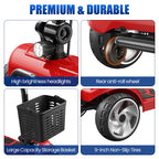Flycity 24V 4 Wheel Mobility Scooter for Seniors, Foldable 20 Miles Long Range Electric Scooter with LED Lights and Basket, 12Ah Electric Powered Wheelchair Device for Adults, Red
