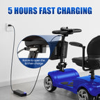 Flycity 24V 4 Wheel Mobility Scooter for Seniors, Foldable 20 Miles Long Range Electric Scooter with LED Lights and Basket, 12Ah Electric Powered Wheelchair Device for Adults, Blue