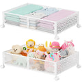 Flycity 2 Pack Foldable Under Bed Storage, Under the Bed Storage Containers with Wheels, Storage Organizer Bins for Bedroom Clothes Shoes Blankets - White
